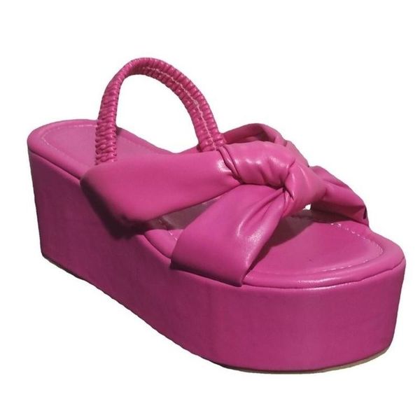 

sandals summer women's outdoor comfortable platform wedges open toe fashion suede casual female knot slippers 2022, Black