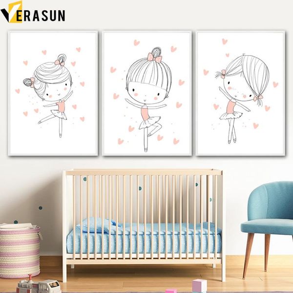 

paintings kawaii ballet dancing girl nursery prints wall art canvas painting nordic posters and pictures baby kids room decor