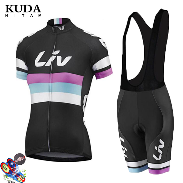 

style comfortable and fast drying breathable liv women cultivate one's morality short sleeve cycling clothing racing sets, Black;blue