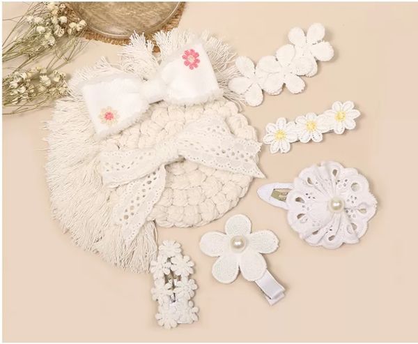 

36pc/lot 2021 new white lace hair bow hair clips,baby girls flower hairpins, kids floral barrettes hairgrips children headwear, Slivery;white
