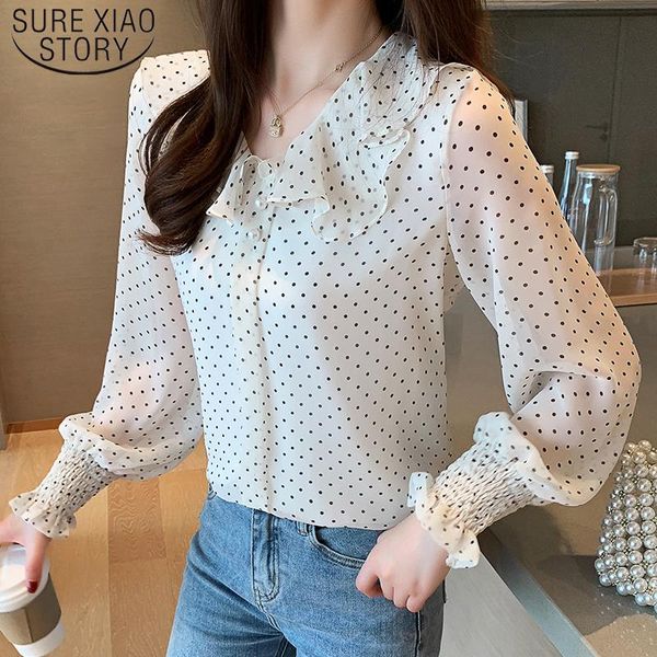 

fashion women blouse autumn office ladies chiffon long sleeve bow elegant blusas mujer de moda 2021 red 6179 50 women's blouses & shir, White