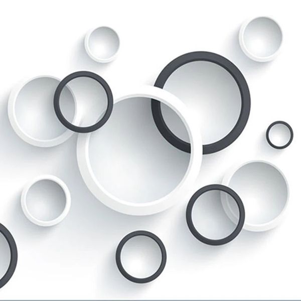 

Custom 3D Stereo Mural Wallpaper Modern Black And White Circles Photo Office Study 3D Room Landscape Waterproof
