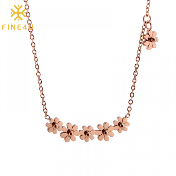 

pendant necklaces fine4u n912 6pcs small daisy flower necklace stainless steel statement jewelry for women teen girls, Silver