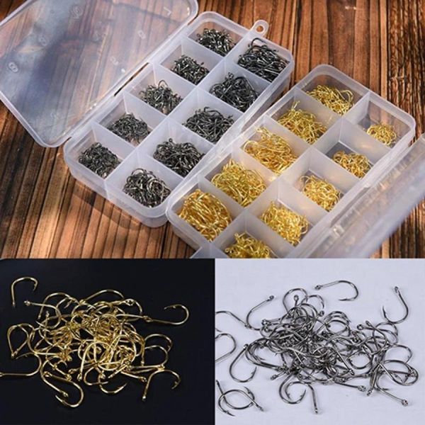 

pcs fish jig hooks with hole fishing hook tackle box carbon steel fishhook
