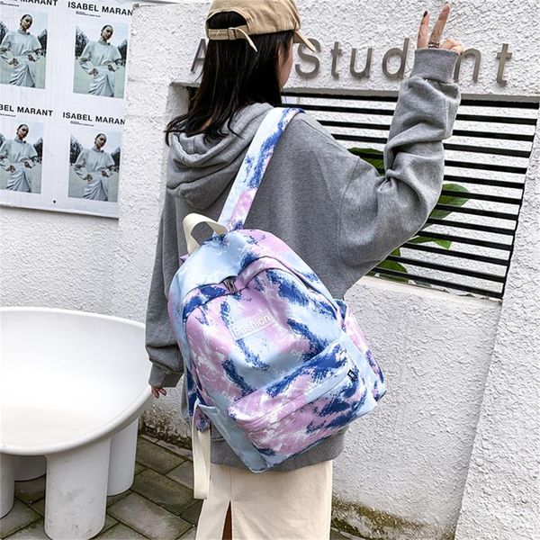 

backpack zipper tie-dye for boys and girls student school bag fashion breathable travel double shouble bags large capacity