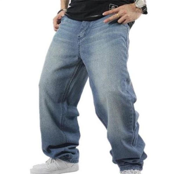 

men's jeans shzq man loose hiphop skateboard jean baggy denim pants street men 4 seasons trousers big size 30-46, Blue