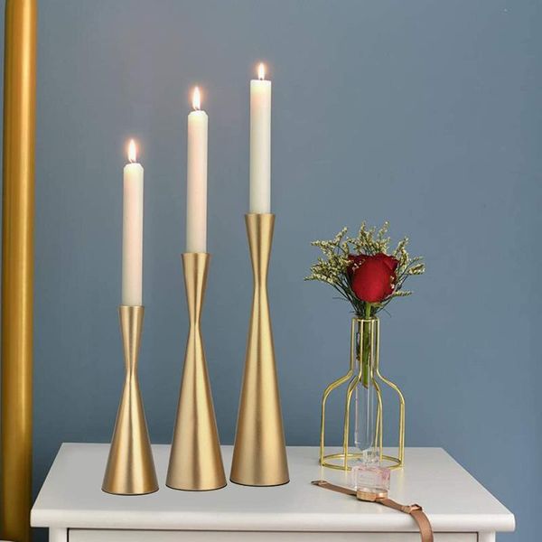 

candle holders golden metal taper candlestick modern romantic decorative centerpiece for table mantel wedding housewarming gift