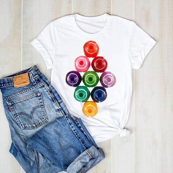 

men print cute 3d 90s paint lady graphic ladies clothes tee female mens shirt clothing, White;black