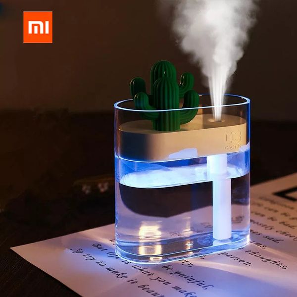 

xiaomi 319 clear cactus ultrasonic air humidifier 160ml color light usb air purifier anion mist maker water atomizer humidifiers