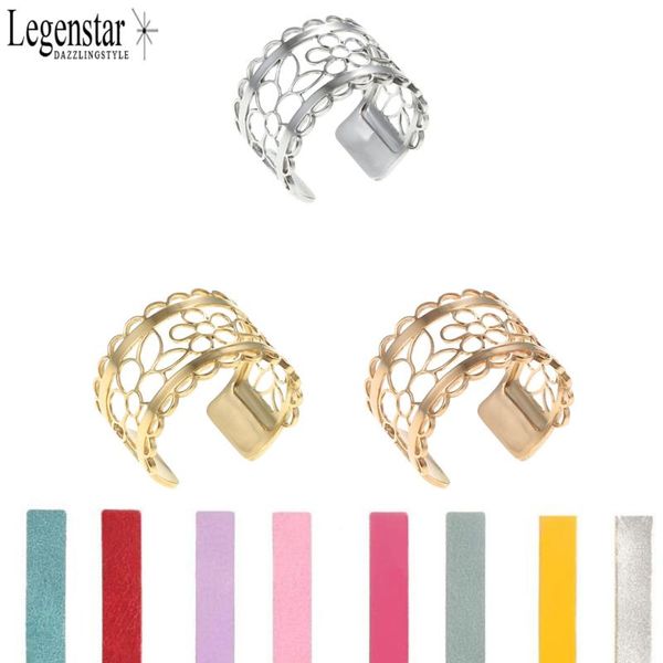 

wedding rings legenstar creative flower hollow ring elegant bijoux femme finger open for women rose gold reversible leather bague, Slivery;golden