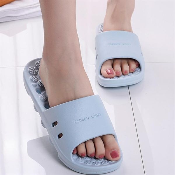 

slippers women massage indoor non-slip solid soft bottom couple home sandals men point, Black