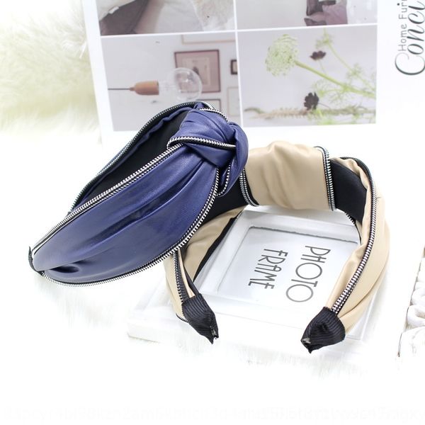 

kmyr korean version of spring and autumn skin pure color broad edge fashion hoop headbands metal bow butterfly zipper zipper hoop hair mask, Silver