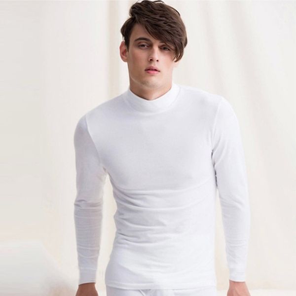 

comfortable men s regular-fit basic lightweight long sleeve turtleneck half turtleneck t-shirt, White;black