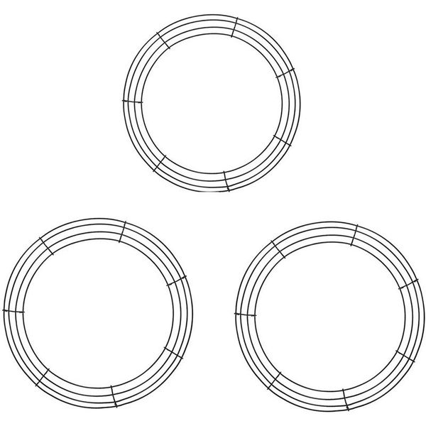 

decorative flowers & wreaths 3 pack round metal wreath frame,16 inch wire rings,diy macrame floral crafts,for home wall holiday decoration