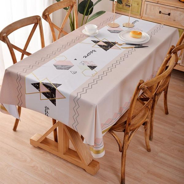 

table cloth 2021 rectangle pvc tablecloth waterproof oil-proof cover pink white geometry home kitchen decor christmas