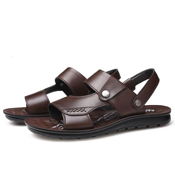 

slippers summer beach shoes men's trend casual non-slip sandals leather man drop wj22, Black
