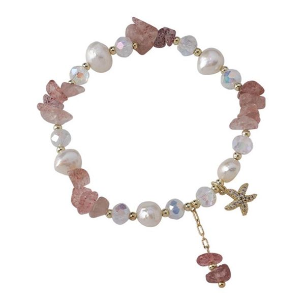 

charm bracelets irregular pearl powder crystal bracelet fashion lady starfish pendant accessories, Golden;silver