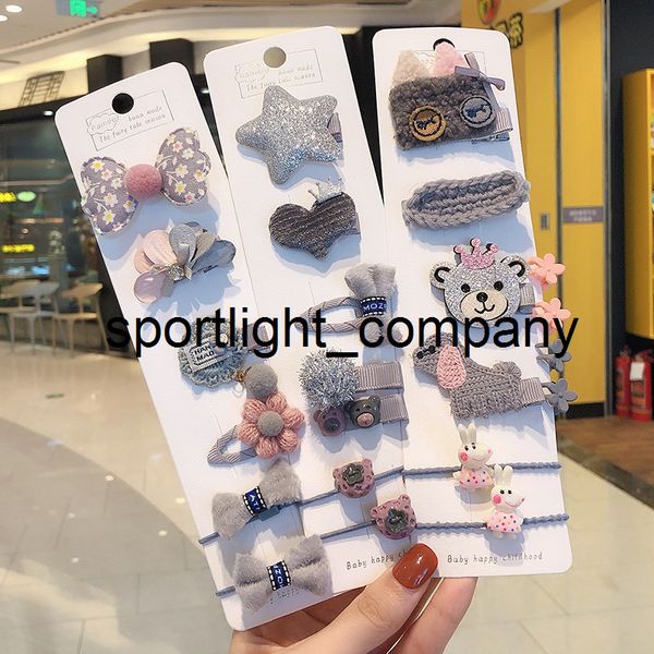 

2022 24pcs/gift unicorn pattern box set children girl hair clip band cartoon animals hair clips girls cute rabbit baby girl hairpins, Slivery;white