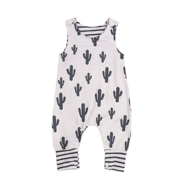 

jumpsuits baby summer rompers toddler born infant boys girls sleeveless cactus print button romper cotton soft clothes, Blue