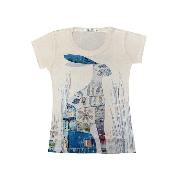 

europe style summer fashion art print t-shirt for women o neck short sleeves tee girls female pullover casual tees 210428, White