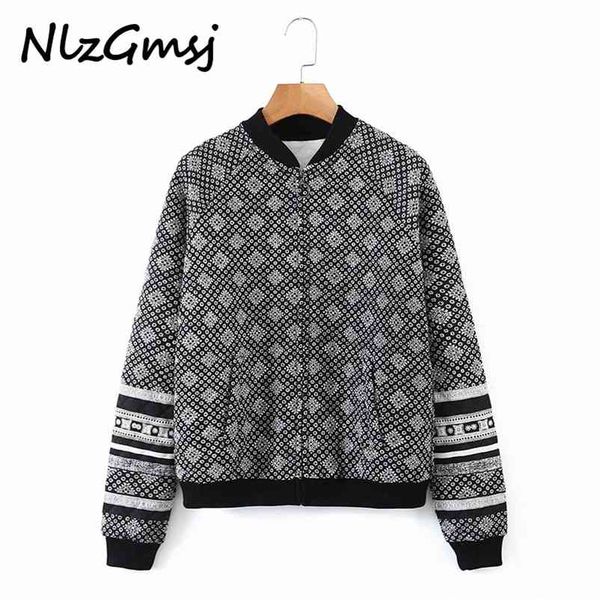 

jacket women autumn black vintage print long sleeve coat for women summer single breasted jackets ladies 210628, Black;brown