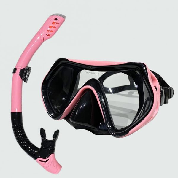 

diving masks scuba mask set anti fog goggles with snorkel glasses tube full dry big frame silicone swimming sports