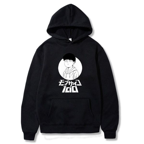 

men's hoodies & sweatshirts mob psycho 100 animeclassic harajuku cartoon print winter thicken long sleeve loose couple casual hoodie ov, Black