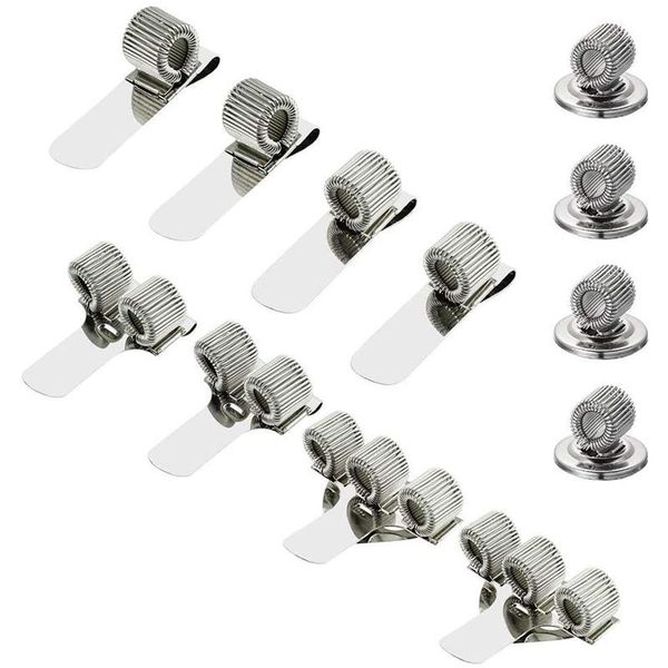 

12pcs metal pen holder clips adjustable spring loop clip for office fits almost all pens size, 5 types refills, Black;red