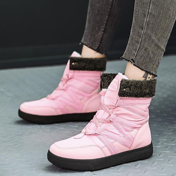 

boots canvas shoes woen ankle leisure high plush warm snow female flats footwear military women casual, Black