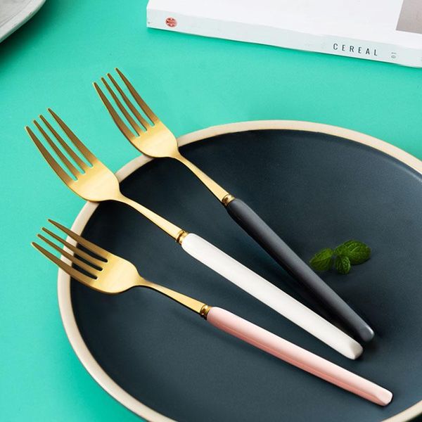 

forks nordic style home stainless steel main meal western ceramic bean pasta salad eat noodles beef fork vaisselle buffet