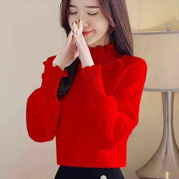 

spring autumn women vintage turtleneck casual blouse shirt women bottom chic blusas femininas blusas df2270, White