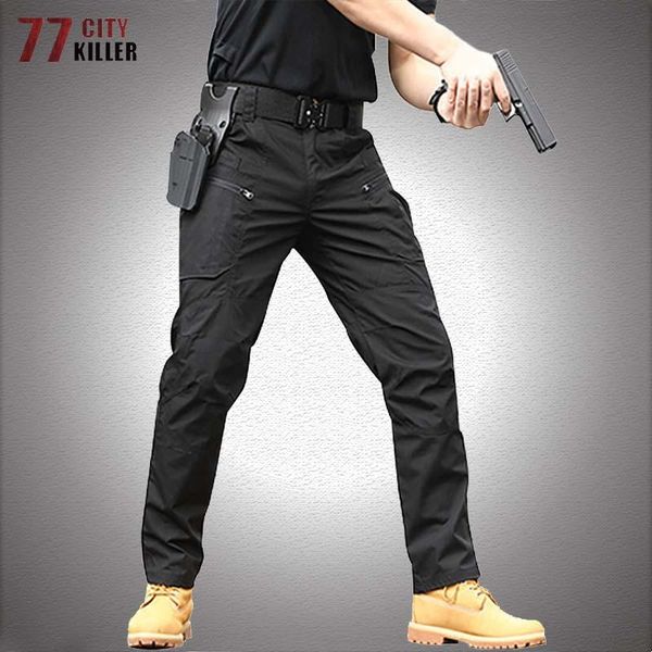 

men's pants summer tactical men classic outdoor hiking trekking army cargo trousers mens military multi pocket sweatpants work joggers, Black