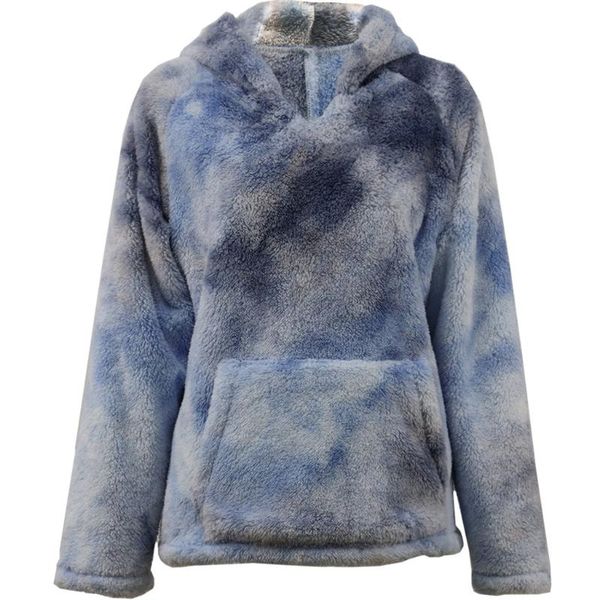 

women coat lapel tie-dye loose wool fashion warm winter long sleeve with pockets women's hoodies & sweatshirts, Black