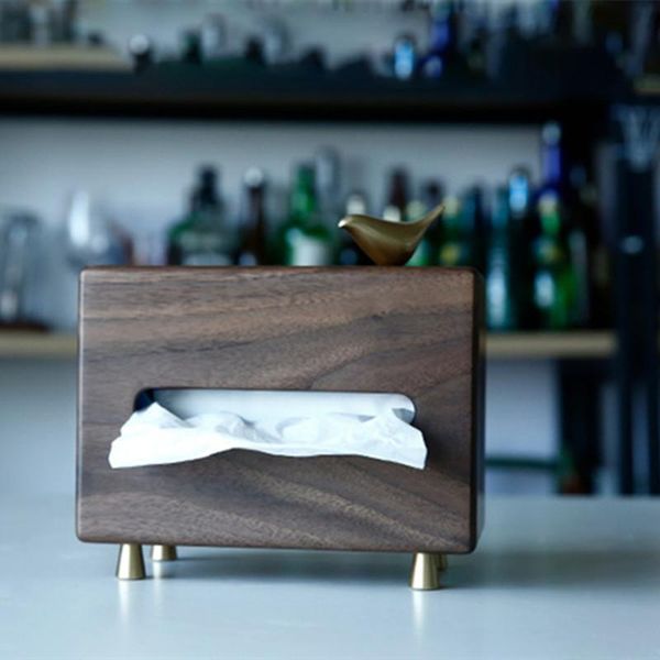 

toilet paper holders tissue box retro black walnut brass holder removable for living room decoration home office table pumping tube
