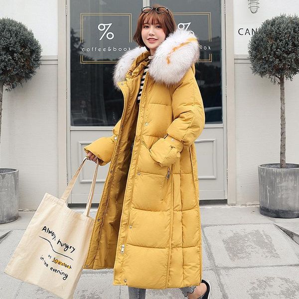 

women's down & parkas winter cotton coat arrival women jacket with thicken fur hooded warm female long parka padded high quality, Black