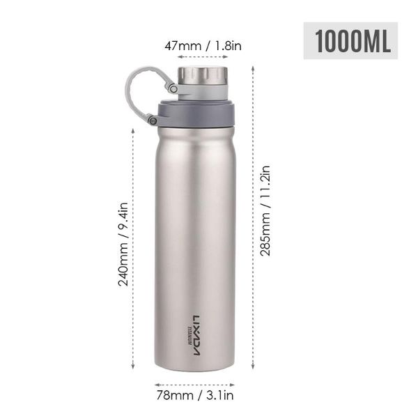 

lixada outdoor titanium bottle with spout lid camping cycling hiking sports water cup 1 liter