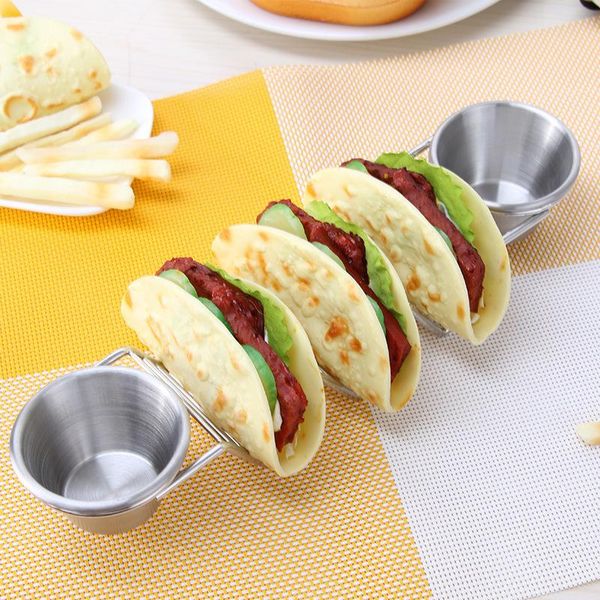 

stainless steel taco holder plate fried cooling drain tray rack pancake storage shelf kitchen tool with cups hy99 & organization