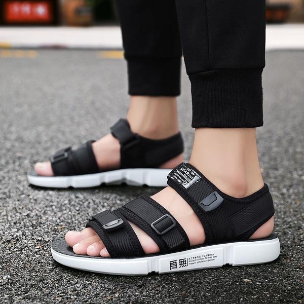

sandals summer men's outdoor leisure ultralight mesh breathable soft non-slip beach shoes flat high quality, Black