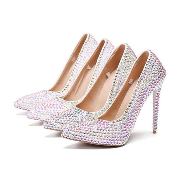 

dress shoes sparkling diamond women's large color bridal wedding high heels party size 32-47, Black