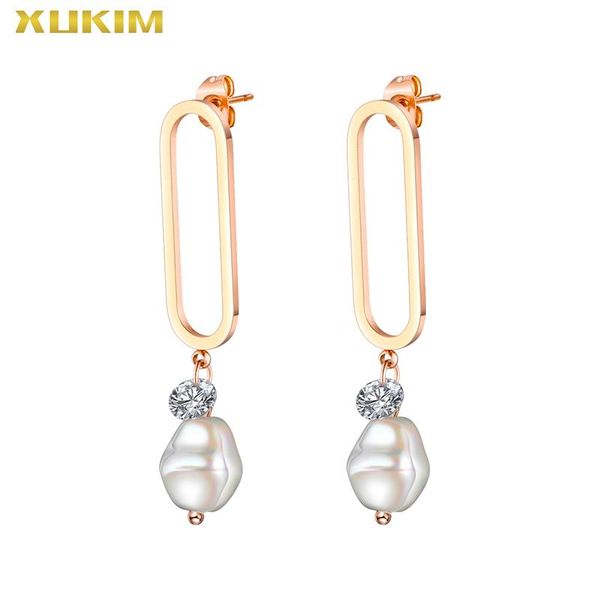 

stud keo236 xukim jewelry rose gold earrings fasion women pearl, Golden;silver