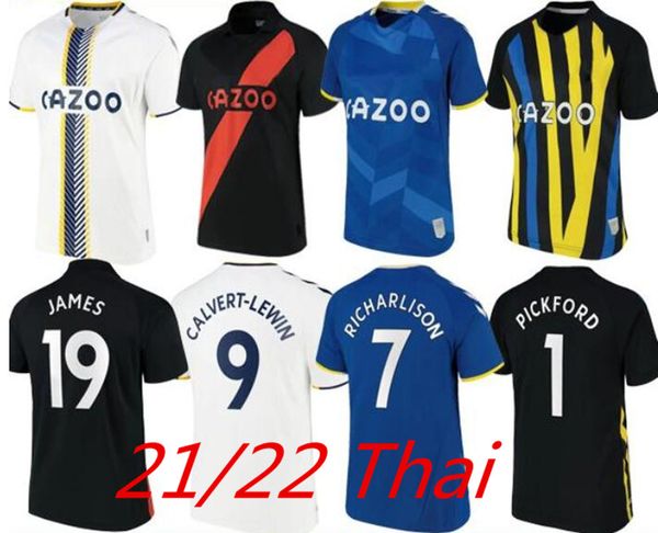 

21 22 everton fc soccer jerseys calvert-lewin 2021 2022 richarlison sigurdsson james allan football shirt pickford goalkeeper y.mina mens je, Black;yellow