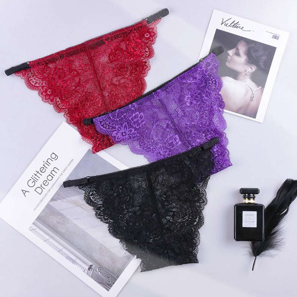 

panties lace transparent lace underwear women's thong temptation cotton crotch low waist briefs, Black;pink