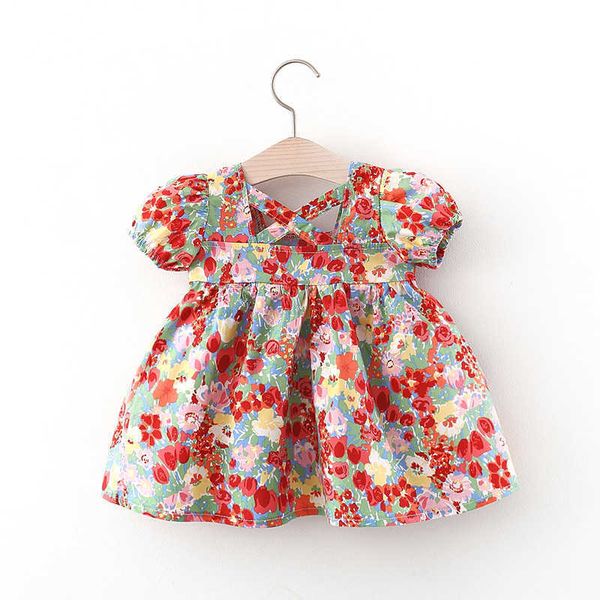 

baby dress 2020 lovely summer infant baby girl ruffle floral dress sundress briefs outfits clothes set, Red;yellow
