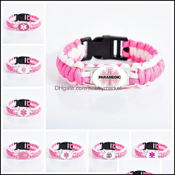 Braccialetti con ciondoli Gioielli 14 Stili Tecnico medico di emergenza Emt per donne Ragazze Paramedico Infermiera Segno Avvolgente in vetro Bracciale Fidanzata Drop De