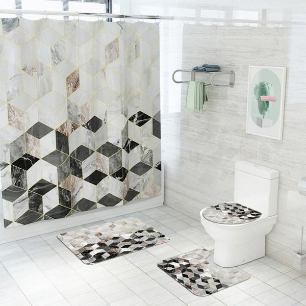 

shower curtains curtain geometric grid waterproof polyester bath for bathroom accessories with hooks 71 x inch