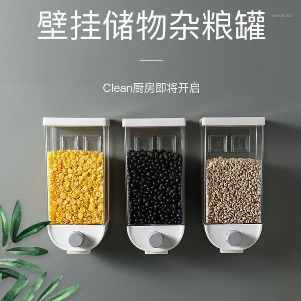 

storage bottles & jars wall mounted grain box tank millet bucket sealed press type miscellaneous kitchen supplie