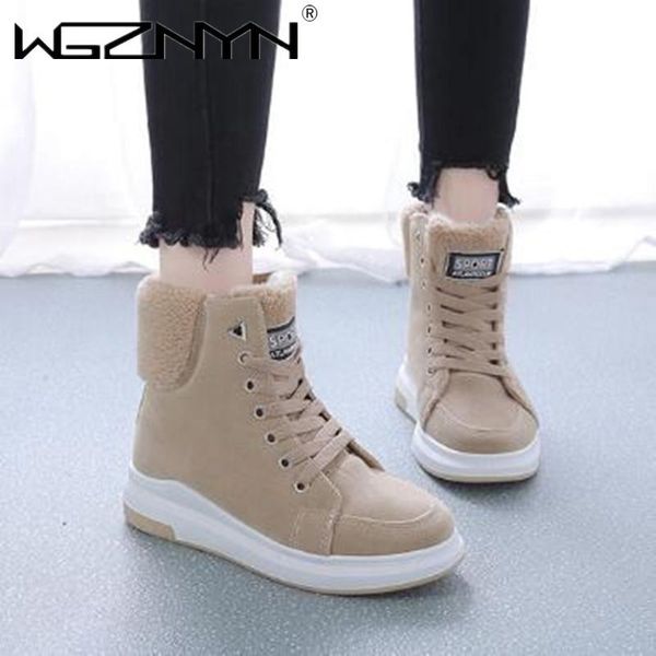

boots lace-up girl snow women fashion ankle for winter shoes platform warm casual womens autumn sneakers, Black