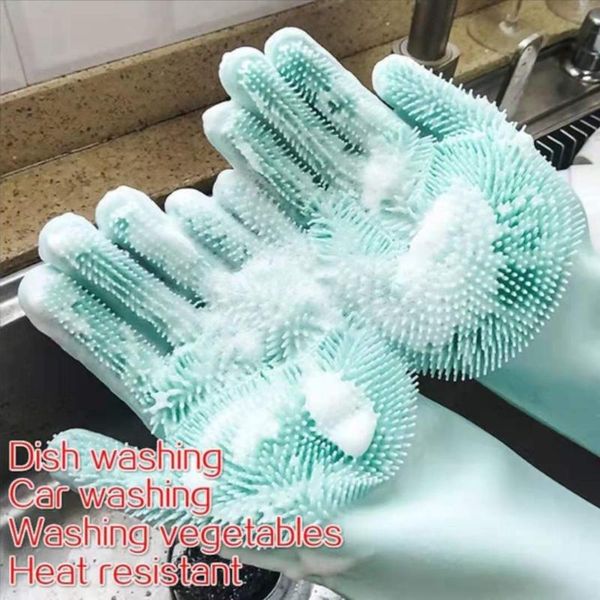 

disposable gloves dishwashing cleaning magic silicone rubber dish washing for household scrubber multifunctional