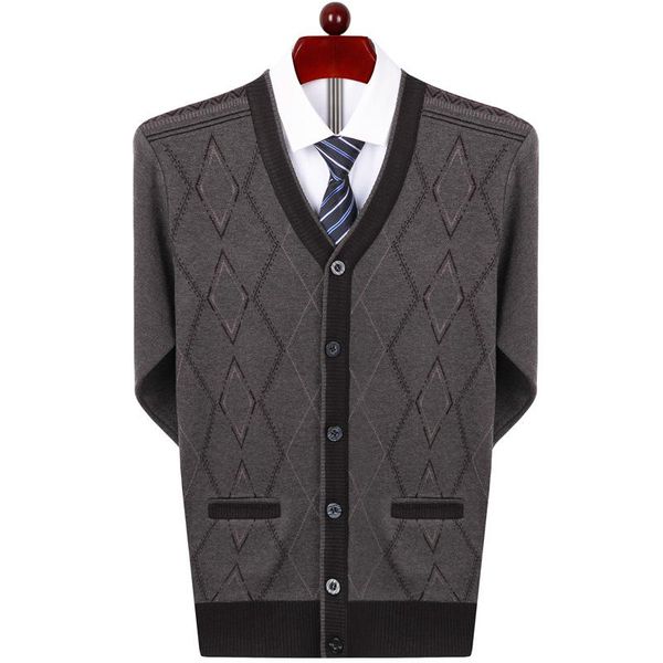 

men's sweaters autumn and winter sweater coat quality large size cardigan middle-aged plus velvet thick warm p75, White;black