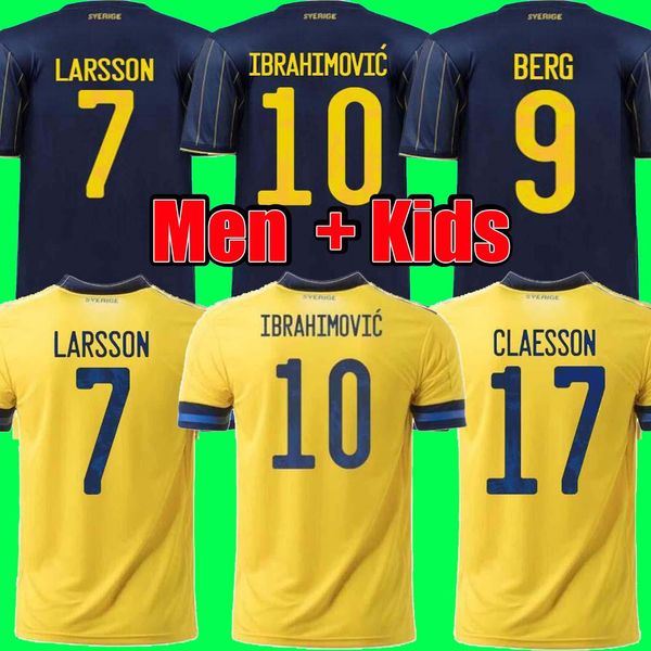 

Men kids 2021 Sweden soccer Jersey 21 22 Home away Ibrahimovic KULUSEVSKI BERG FORSBERG LARSSON TANKOVIC ISAK CLAESSON football shirt